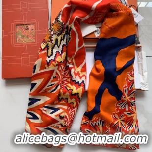 Top Quality Hermes Cashmere With Silk Square Scarf 140x140cm H2081001 Orange