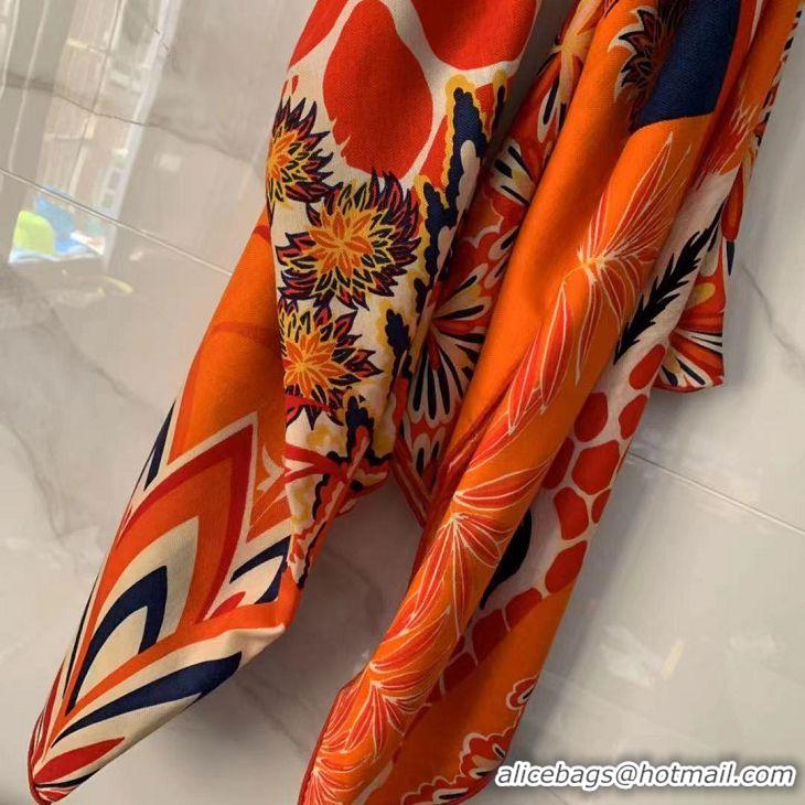 Top Quality Hermes Cashmere With Silk Square Scarf 140x140cm H2081001 Orange