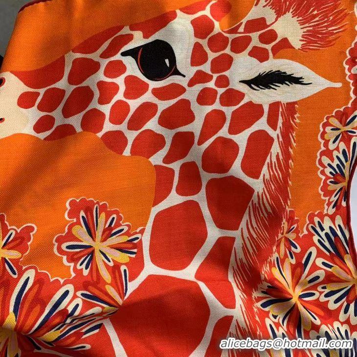 Top Quality Hermes Cashmere With Silk Square Scarf 140x140cm H2081001 Orange