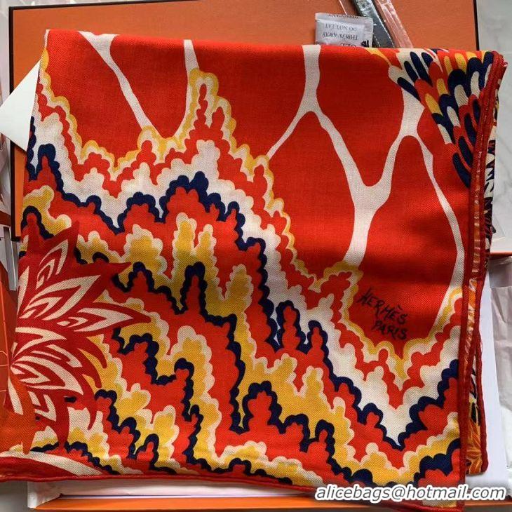 Top Quality Hermes Cashmere With Silk Square Scarf 140x140cm H2081001 Orange