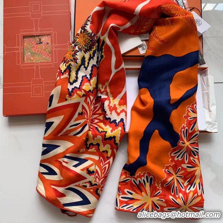 Top Quality Hermes Cashmere With Silk Square Scarf 140x140cm H2081001 Orange