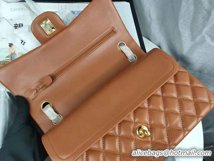 Top Quality Chanel Lambskin Classic Flap Medium Bag A01112 Caramel Gold 