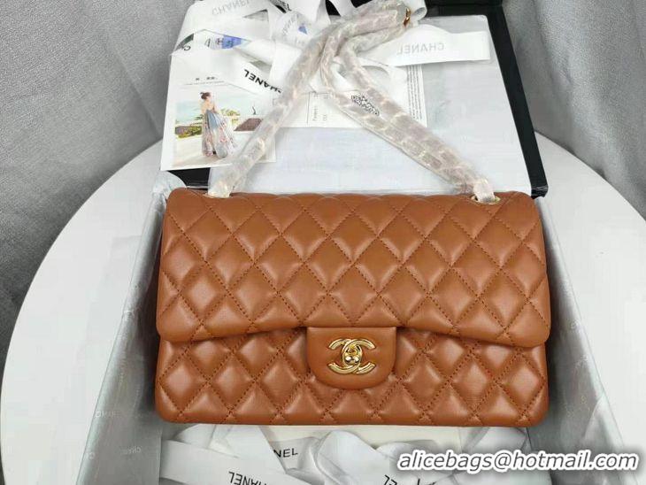 Top Quality Chanel Lambskin Classic Flap Medium Bag A01112 Caramel Gold 