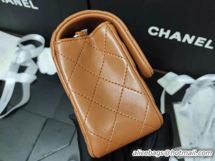 Spot Low Price Chanel Lambskin Classic Flap Medium Bag A01112 Caramel Silver