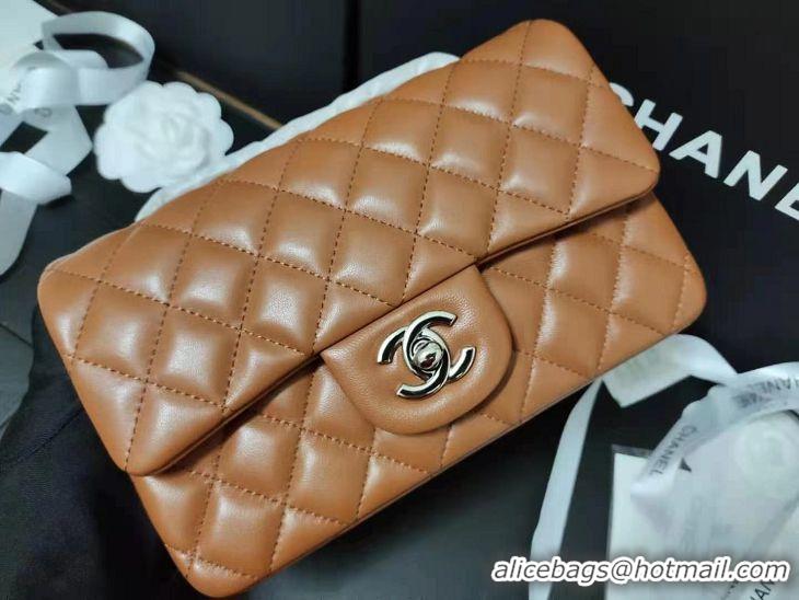 Spot Low Price Chanel Lambskin Classic Flap Medium Bag A01112 Caramel Silver