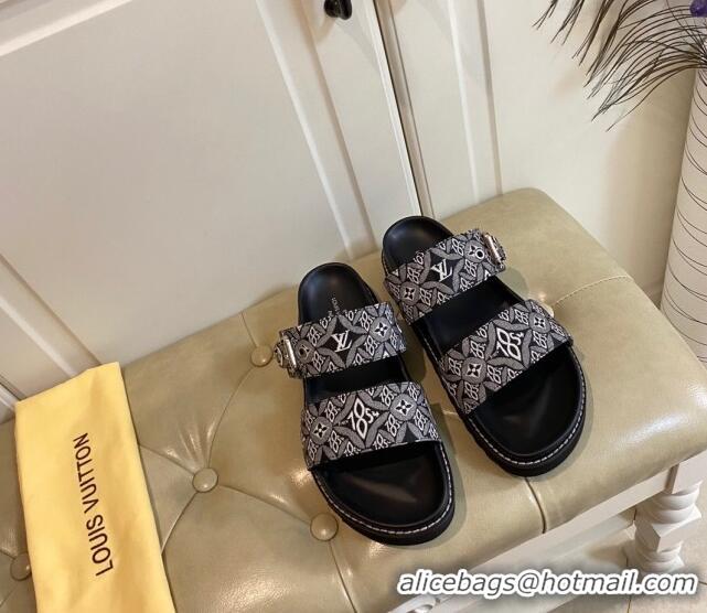 Good Quality Louis Vuitton Since 1854 Flat Sandals 120383 Black 