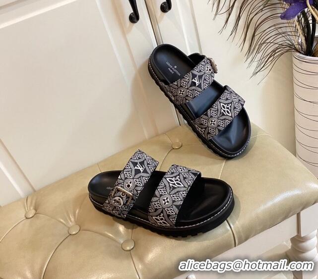 Good Quality Louis Vuitton Since 1854 Flat Sandals 120383 Black 