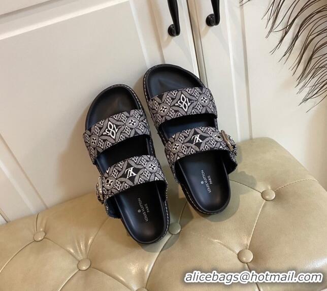 Good Quality Louis Vuitton Since 1854 Flat Sandals 120383 Black 