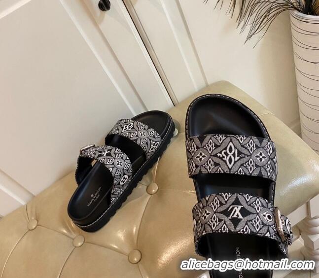 Good Quality Louis Vuitton Since 1854 Flat Sandals 120383 Black 