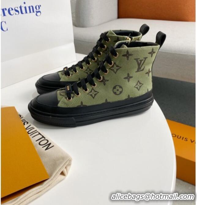 Top Quality Louis Vuitton Stellar Monogram Canvas Sneaker Boot 122179 Khaki Green