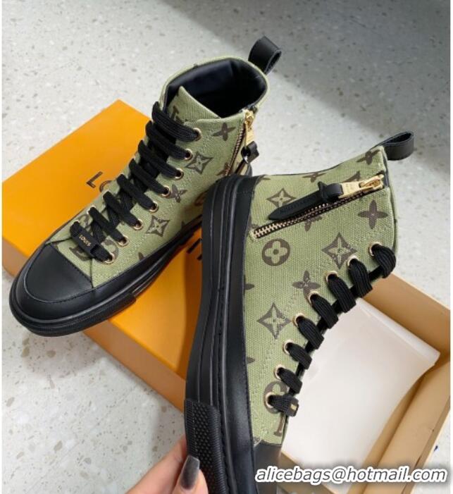 Top Quality Louis Vuitton Stellar Monogram Canvas Sneaker Boot 122179 Khaki Green