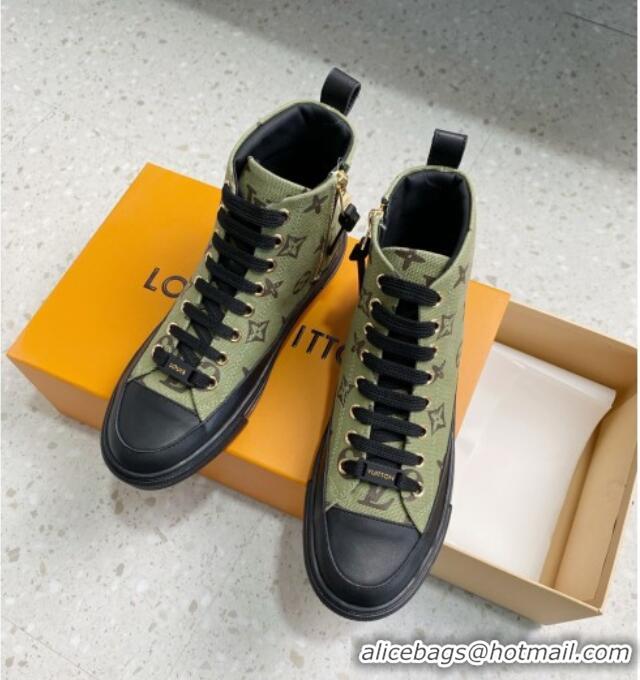 Top Quality Louis Vuitton Stellar Monogram Canvas Sneaker Boot 122179 Khaki Green