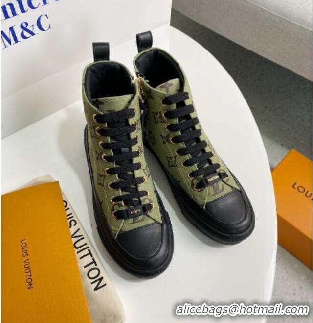 Top Quality Louis Vuitton Stellar Monogram Canvas Sneaker Boot 122179 Khaki Green