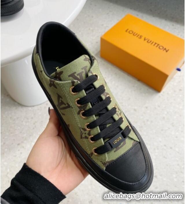 Stylish Louis Vuitton Stellar Monogram Canvas Low-top Sneaker 122180 Khaki Green