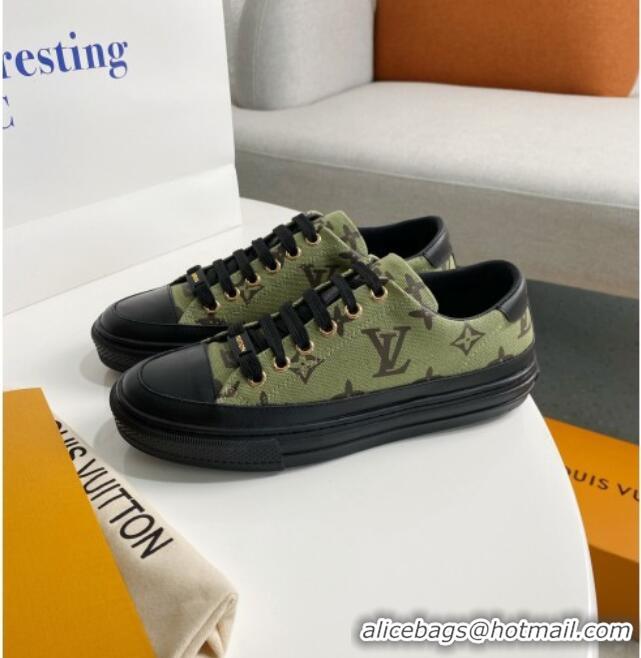 Stylish Louis Vuitton Stellar Monogram Canvas Low-top Sneaker 122180 Khaki Green