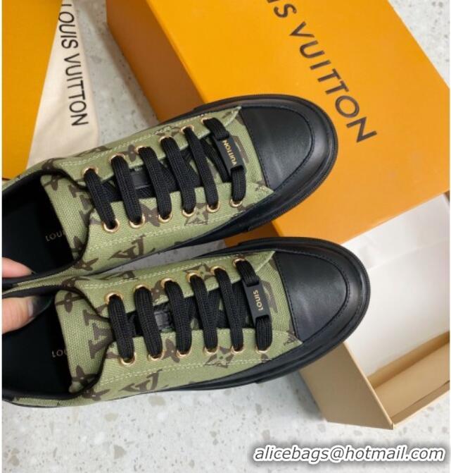 Stylish Louis Vuitton Stellar Monogram Canvas Low-top Sneaker 122180 Khaki Green