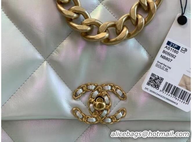 Low Cost Chanel 19 large flap bag Iridescent Calfskin&Gold-Tone AS1162