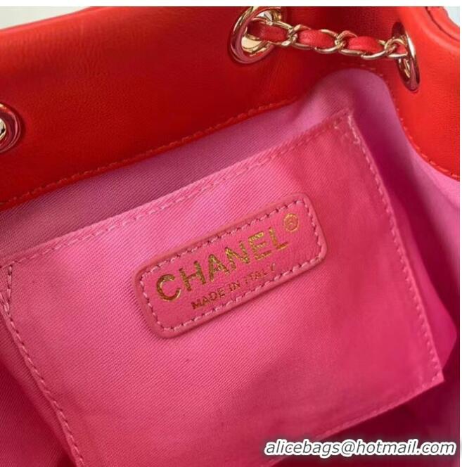 Luxury Classic Chanel drawstring bag Lambskin AS2386 red