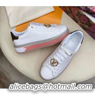 Good Quality Louis Vuitton Time Out White Leather Sneakers 1A8NFV Orange