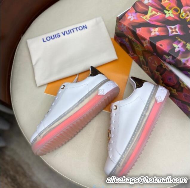 Good Quality Louis Vuitton Time Out White Leather Sneakers 1A8NFV Orange