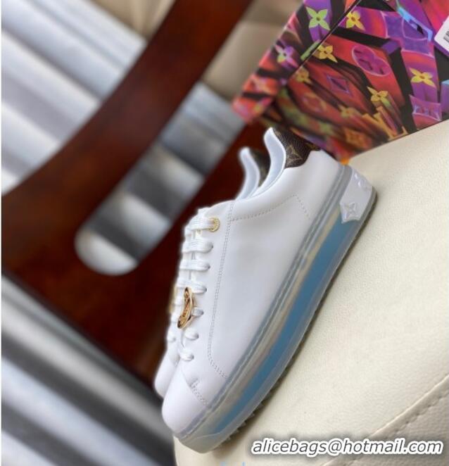 Best Product Louis Vuitton Time Out White Leather Sneakers 1A8NFV Blue