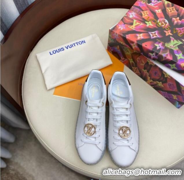 Best Product Louis Vuitton Time Out White Leather Sneakers 1A8NFV Blue