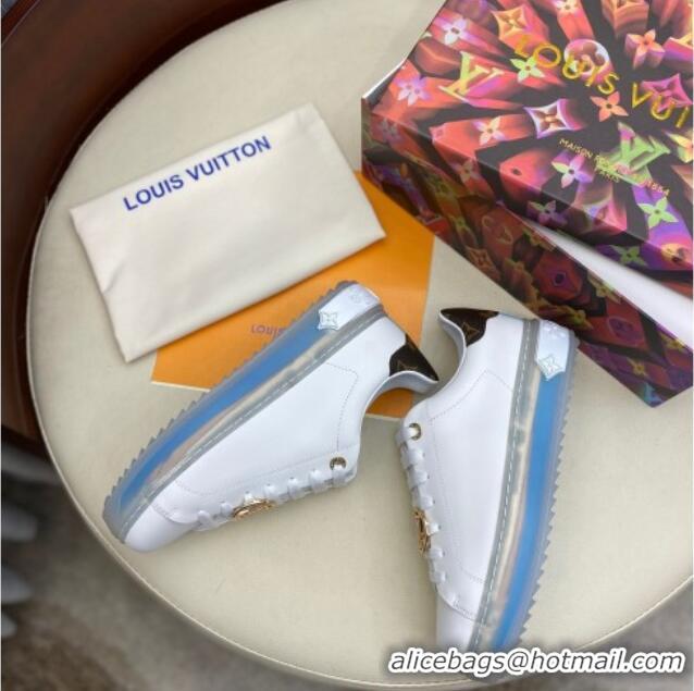 Best Product Louis Vuitton Time Out White Leather Sneakers 1A8NFV Blue