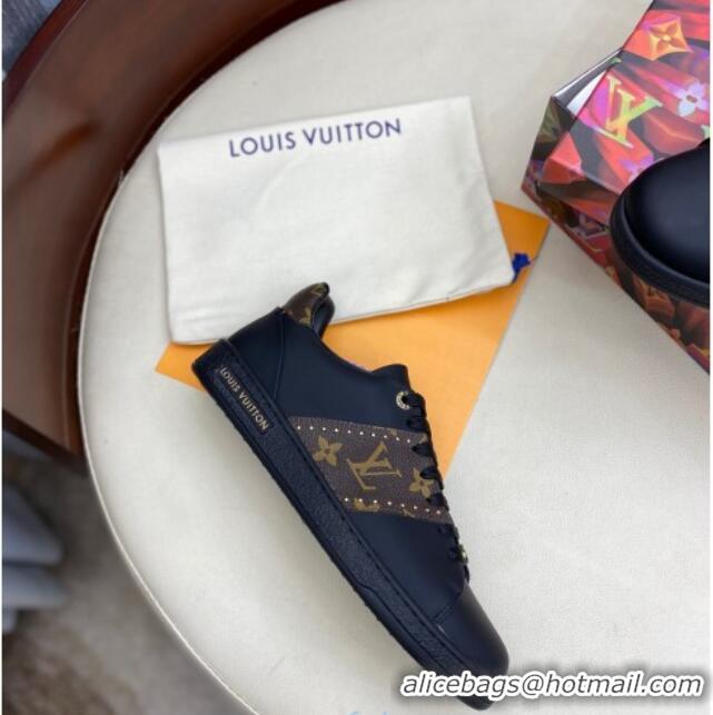 Most Popular Louis Vuitton Frontrow Leather and Studed Monogram Canvas Sneakers 1A8FJA Black