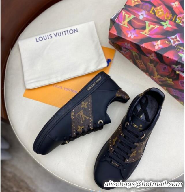 Most Popular Louis Vuitton Frontrow Leather and Studed Monogram Canvas Sneakers 1A8FJA Black