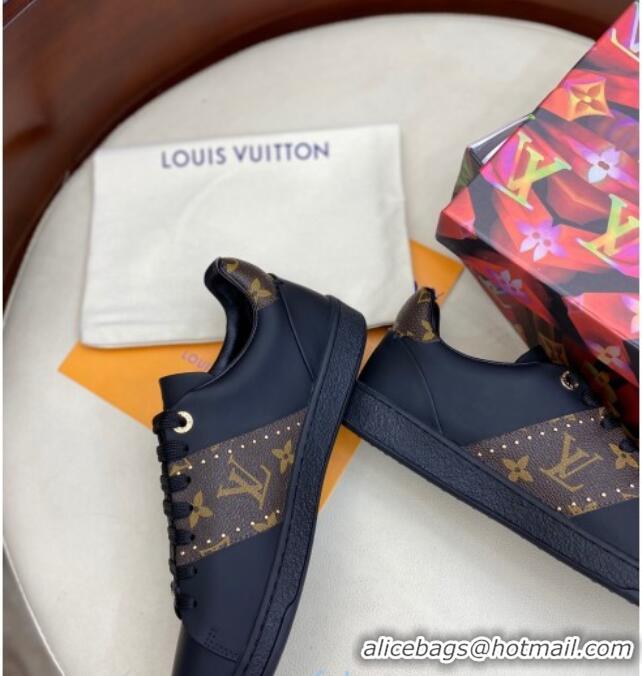 Most Popular Louis Vuitton Frontrow Leather and Studed Monogram Canvas Sneakers 1A8FJA Black