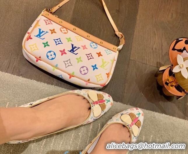 Custom Louis Vuitton Monogram Canvas Ballerinas with Strap Bow 010613 White