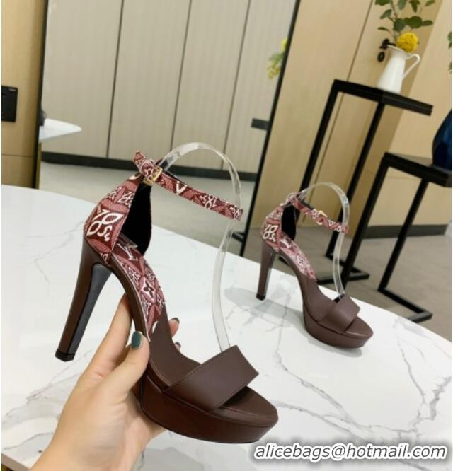 Best Grade Louis Vuitton Afterglow Platform Heel Sandal 10.5cm 010760 Burgundy