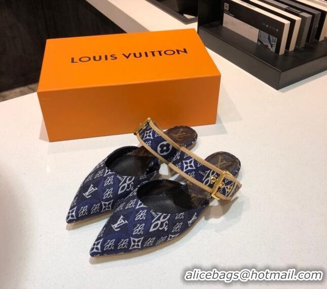 Popular Style Louis Vuitton Since 1854 Sofia Flat Mules 1A8NWP Blue