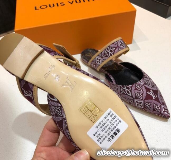 Cheap Price Louis Vuitton Since 1854 Sofia Flat Mules 1A8NWP Burgundy