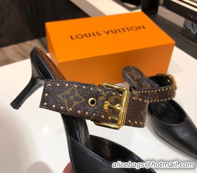 Top Quality Louis Vuitton Calfskin Sofia Heel Mules 1A8O2G Black