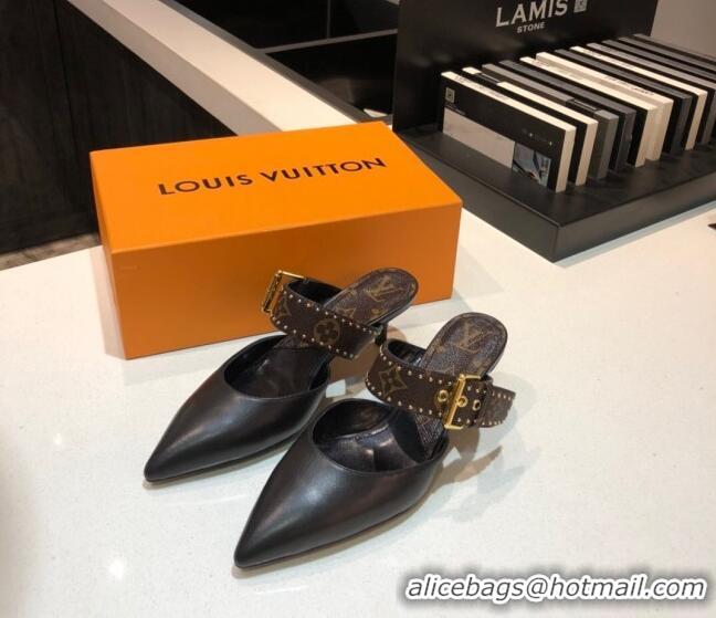 Top Quality Louis Vuitton Calfskin Sofia Heel Mules 1A8O2G Black