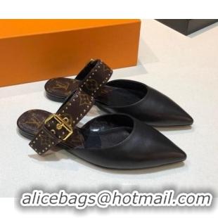 New Fashion Louis Vuitton Calfskin Sofia Flat Mules 1A8O0P Black