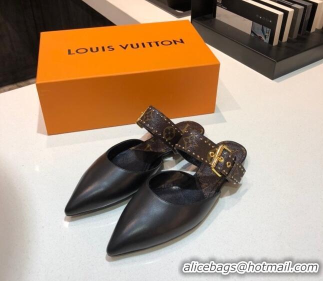 New Fashion Louis Vuitton Calfskin Sofia Flat Mules 1A8O0P Black