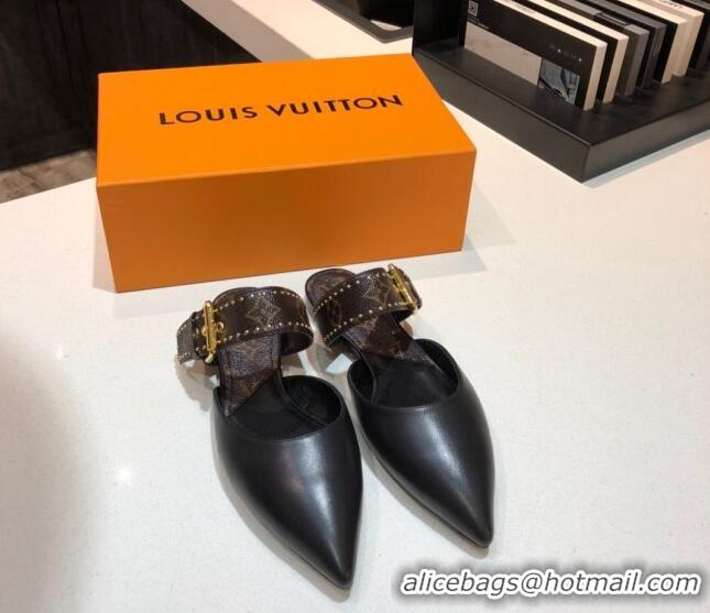 New Fashion Louis Vuitton Calfskin Sofia Flat Mules 1A8O0P Black