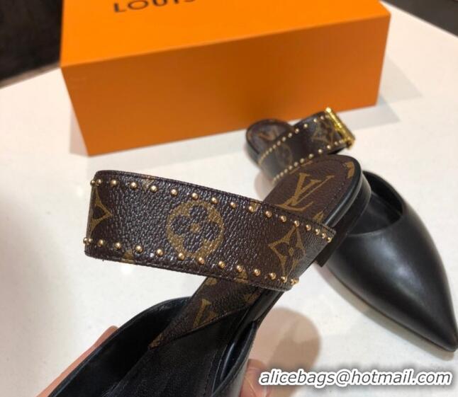 New Fashion Louis Vuitton Calfskin Sofia Flat Mules 1A8O0P Black