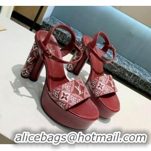 Best Price Louis Vuitton Since 1854 Podium Platform Sandal 1A8D2M Burgundy
