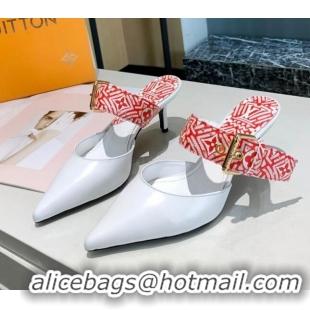 Sumptuous Louis Vuitton LV Crafty Calfskin Sofia Heel Mules 5.5cm 010906 Red/White