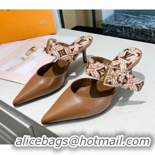 Purchase Louis Vuitton LV Crafty Patent Leather Sofia Heel Mules 5.5cm 010907 Brown