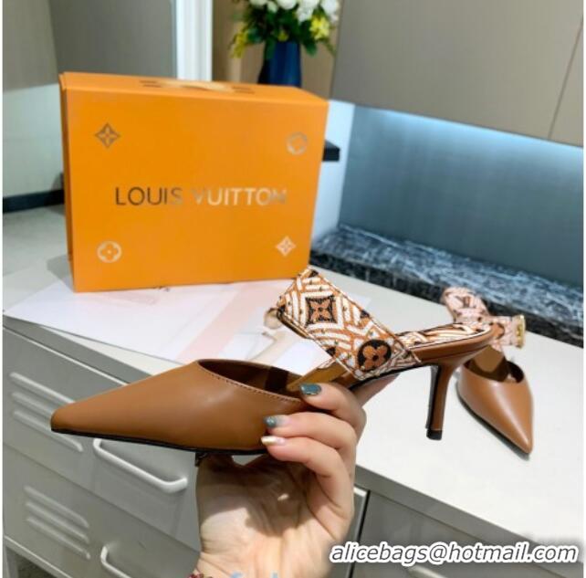 Purchase Louis Vuitton LV Crafty Patent Leather Sofia Heel Mules 5.5cm 010907 Brown