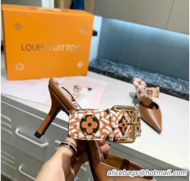 Purchase Louis Vuitton LV Crafty Patent Leather Sofia Heel Mules 5.5cm 010907 Brown