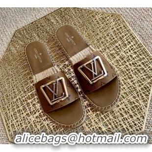 Hot Style Louis Vuitton Monogram Reverse Canvas Espadrille Slide Sandals with Square LV Buckle 011112