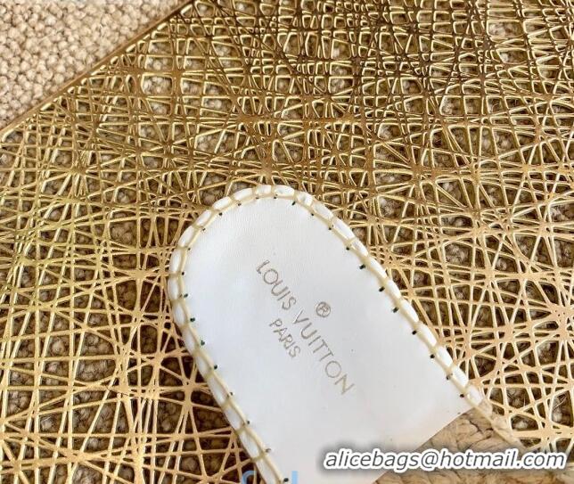 Grade Quality Louis Vuitton Monogram Canvas Espadrille Slide Sandals with Square LV Buckle White 011113