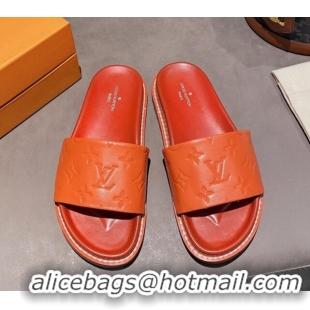 Luxury Louis Vuitton Monogram Supple Leather Flat Slide Sandals 011172 Orange 2021