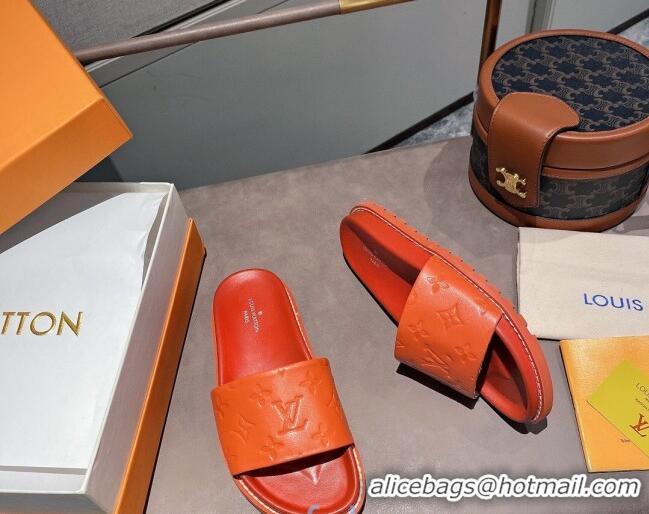 Luxury Louis Vuitton Monogram Supple Leather Flat Slide Sandals 011172 Orange 2021