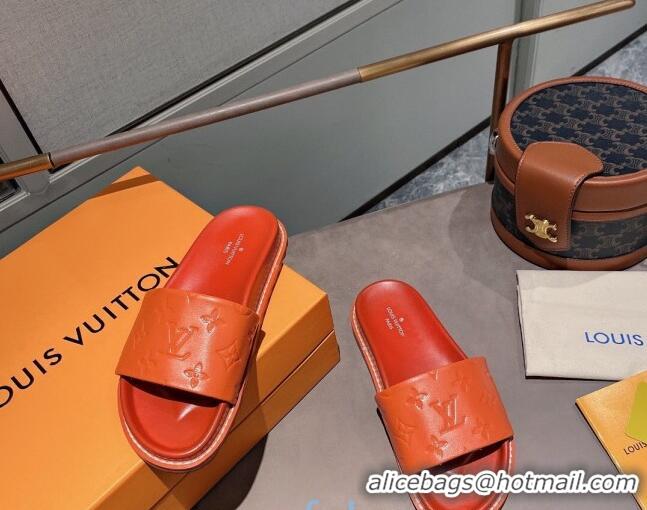 Luxury Louis Vuitton Monogram Supple Leather Flat Slide Sandals 011172 Orange 2021